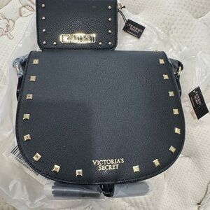 Victoria's Secret Black Crossbody Bag with Gold Studs